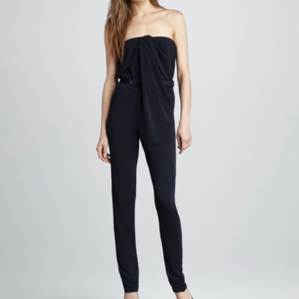 Navy Blue Halston Heritage Strapless Jumpsuit